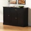 Merax Sideboard Speisewagen mit 3 Türen und einer Schublade, Buffetschrank für Esszimmer, Wohnzimmer und Diele (Schwarz) Bild 2