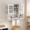 Badezimmer-Wandschrank mit Glasfront & Handtuchhalter, 88x26x82,5 cm, Weiß Bild 3