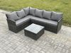 Fimous 6 Sitzer Rattan Gartenmöbel Set Ecksofa Set aus Polyrattan mit Quadratischer Couchtisch Dunkelgrau gemischt Bild 2