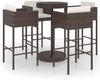 vidaXL 5-tlg. Gartenbar-Set mit Kissen Poly Rattan Braun 3094774 Bild 2