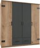 Kleiderschrank Glasgow Drehtürenschrank 180x58x198cm Plankeneiche Graphit Bild 2