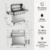BURNHARD® Gasgrill 6-Brenner, 6x Longlife Premium-Gussbrenner, 900°C Infrarot-Keramikbrenner, Seitenkochfeld, Heckbrenner, Piezo-Zündung, Gussrost – Fat FRED Deluxe+ - Silber - #947152 Bild 3
