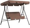 Outsunny Hollywoodschaukel Gartenschaukel mit Verstellbarem Dach, 3-Sitzer, mit verstellbarem Dach, Schwingbank, 1 tlg, Gartenschaukel, bis 200 kg belastbar, für Garten, Balkon, Mesh, Braun Bild 2