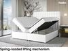 MEBLINI Boxspringbett ASTON 120x200 cm mit Bettkasten - H3/Weiß Kunstleder Polsterbett - Doppelbett mit Topper & Taschenfederkern-Matratze Bild 3