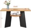 Merax 130cm Haustierfreundlicher Esszimmer-Küchentisch mit Haustierbereich & Ablagebrettchen, rechteckig für 6 Personen , Naturholz-Schwarz Bild 4