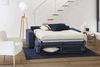 Dmora 2-Sitzer Schlafsofa Alinia, Wohnzimmersofa mit drehbarer Öffnung, verstellbare Kopfstützen und schmale Armlehnen, 100 % Made in Italy, 160 x 95 x 85 cm, Blau Bild 4
