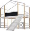 Kinder Hochbett 90x200cm aus massivem Kieferholz mit Leiter, abnehmbarer Rutsche & Tafel, inkl. 2 Lattenroste, Weiß lackiert, zertifiziert nach EN 747-1 Bild 5