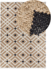 Teppich Jute beige schwarz 200 x 300 cm geometrisches Muster Kurzflor ESENCIK Bild 1