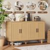 Simurq Kommode Sideboard Kommode Rattan-Optik 4 Türen 140 cm (Set, Buffetschrank Highboard mit 4 Rattan Türen), für Schlafzimmer, Wohnzimmer, Flur, 140 x 40 x 80 cm, Holzfarbe Bild 4