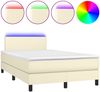 vidaXL Boxspringbett mit Matratze & LED Kunstleder Creme 120x200 cm, Härtegrad: H2 [3134095] Bild 2