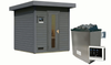 Karibu Sauna Hytti 2 terragrau mit 9 kW Ofen mit externer Steuerung Bild 2