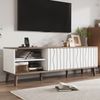 Merax 160cm LED-Fernsehschrank, Multimedia-TV-Konsole mit Stauraum, Moderner TV-Schrank mit Schiebetür für bis zu 70" TV, Weiß Bild 2