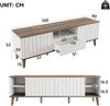 Merax 160cm LED-Fernsehschrank, Multimedia-TV-Konsole mit Stauraum, Moderner TV-Schrank mit Schiebetür für bis zu 70" TV, Weiß Bild 4