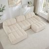 3-Sitzer Sofa 288×165×79 cm aus Granular Fleece rahmenlos modular mit 2 Ottomanen,weiß Bild 3