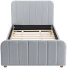 Vente-unique - ROGADI Bett SamtStoff Grau - B 201 cm x H 80 cm x L 97 cm Bild 3