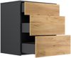 Design Nachttisch Lux L 60cm hängend, 3 Pushauszüge Grafit Eiche : Grafit / Eiche Gold Bild 4