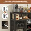 Sideboard mit 2 Metallgittertüren & Offenen Fächern & Weinregalen & Weinglashaltern Grau Bild 4