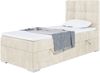 MEBLINI Boxspringbett KAI 90x200 cm mit Bettkasten - H4/Creme Samt Gepolstert Einzelbett mit Topper & Taschenfederkern-Matratze - 90x200 Rechts Bild 1