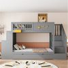 Flieks Etagenbett, Kinderbett 90×200cm mit Schubladen Stauraumtreppe Schreibtisch Bild 3