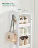Vertikales Schuhregal, 7 Ebenen Schmale Schuhregale, Holz-Schuh-Organizer Für Schrank, Eingang, Schuhturm Für Kleine Räume, Freistehend, Verstellbar, mit Haken, Weiß Bild 5