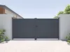 Vente-unique - VIAZO Eingangstor Metall Grau - B 4,6 cm x H 161 cm x L 300 cm Bild 2