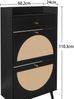 Schuhschrank Breite 110.3 x 60.2 x 24 cm, schwarz, mit Schublade, 2 Türen und Rattan-Optik Bild 3