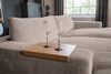 KAWOLA Big Sofa MADELINE Cord taupe mit Hocker / 4 Zierkissen / Armlehntablett natur 85 x 170 x 290 cm Bild 4