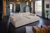 KAWOLA Big Sofa MADELINE Cord taupe mit Hocker / 4 Zierkissen / Armlehntablett natur 85 x 170 x 290 cm Bild 2
