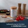 KHG Vorratsdose für Mehl aus Steinzeug mit Akazienholz‑Deckel – im Landhausstil, Steingut, Aufbewahrungsdose für Mehl – schützt Aroma da luftdicht verschließbar Bild 2