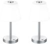 2er SET LED Tischlampen Silber matt mit Glaslampenschirm Weiß, Höhe 29cm Bild 2