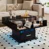 Merax Couchtisch Multifunktionaler Hochglanz-Lift-Couchtisch mit LED-Beleuchtung, verstellbarer Höhe & flexiblem Stauraum, Schwarz Bild 3