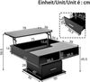 Merax Couchtisch Multifunktionaler Hochglanz-Lift-Couchtisch mit LED-Beleuchtung, verstellbarer Höhe & flexiblem Stauraum, Schwarz Bild 4