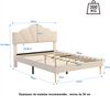 Merax Polsterbett, Samt Doppelbett mit höhenverstellbarem Muschel-Form-Kopfteil 140x190cm, beige Bild 5