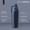 Vinsun Isolierflasche Edelstahl Trinkflasche 750ml - Thermoflasche Sport BPA frei leicht, Doppelwandig isoliert, auslaufsicher, Kohlensäure geeignet, robust Bild 2