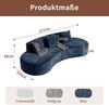 Flieks 3-Sitzer Sofa, Modulares gebogene Sofa mit 3 Kissen, Samt, Blau Bild 4