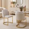 Merax Esszimmerstühle, (Set, 2 St), 2er Set Polsterstühle bequem und atmungsaktiv, goldfarben galvanisierte Stuhlbeine, Chenille-Stoff, Beige + Gold Bild 2
