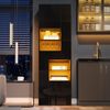 Merax 170cm Verkaufsvitrine, Hochschrank mit 1 Schublade und 4 Schränken, Glasvitrine Vitrinenschränke mit led beleuchtung, Vitrinen Mit Hochglanz-Design, Schwarz Bild 2