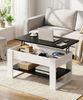 Yorbay Couchtisch Höhenverstellbarer Wohnzimmertisch mit Stauraum,Sofatisch, Beistelltisch Schwarz/Weiß, Kaffeetisch für Wohnzimmer Bild 2