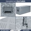 Aluminiumbox mit Deckel - Abschließbar | Alubox Deichselbox Alu Anhängerbox Werkzeugkiste Metall Transportbox Metallkiste, 90,5x35x40cm Silber Bild 5