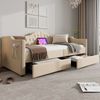 Merax Polsterbett Daybett Schlafsofa Stauraumbetten Bettgestell mit USB Type C Ladefunktion und 2 Schubladen 90x200cm in Beige Samt (Ohne Matratze) Bild 3