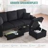 LVHOM Modulares Ecksofa mit LED und USB, 3-Sitzer Sofa mit Sitzhocker und Schubladen, Polstersofa Cordstoff Bild 4