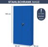 Werkzeugschrank mit Schubladen TOM - inkl. Lochwand | Metallschrank mit Werkzeugwand Werkstattschrank Perforierte Rückwand, 185x92x50cm Blau Bild 2