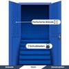 Werkzeugschrank mit Schubladen TOM - inkl. Lochwand | Metallschrank mit Werkzeugwand Werkstattschrank Perforierte Rückwand, 185x92x50cm Blau Bild 4