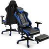Gaming Stuhl mit Fußstütze und ergonomsichen 4D-Armlehnen gaming chair in ergonomischer Sportsitz Optik Gamer Stuhl mit verstellbaren Rückenstützkissen Bürostuhl Schwarz/Blau Bild 3