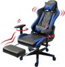Gaming Stuhl mit Fußstütze und ergonomsichen 4D-Armlehnen gaming chair in ergonomischer Sportsitz Optik Gamer Stuhl mit verstellbaren Rückenstützkissen Bürostuhl Schwarz/Blau Bild 2
