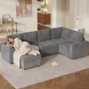 Ecksofa aus Cord 282x153x85 cm mit Stauraumhocker & Schlaffunktion, grau Bild 2