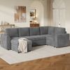 Ecksofa aus Cord 282x153x85 cm mit Stauraumhocker & Schlaffunktion, grau Bild 3