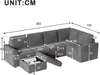 Ecksofa aus Cord 282x153x85 cm mit Stauraumhocker & Schlaffunktion, grau Bild 4