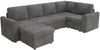 Ecksofa aus Cord 282x153x85 cm mit Stauraumhocker & Schlaffunktion, grau Bild 5