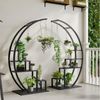 GarveeMore Blumenständer mit 4 haken,5-stufiges hohes Pflanzenständer,142 cm, 2-teiliges Set halbmondförmiges Pflanzenregal für Wohnzimmer Bild 2